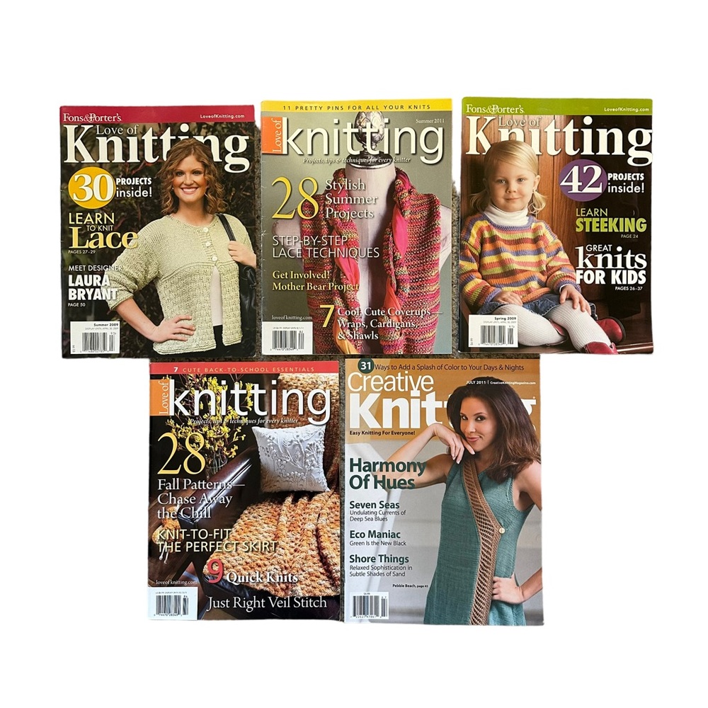 5 Knitting Magazines (Fons & Porter Love of Knitting and Creative Knitting)